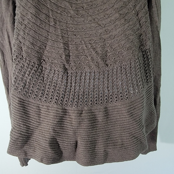 Soma Intimate Waterfall Knit Cardigan Sz L Gray Artsy Cotton Blend Cozy Lounging - Picture 7 of 12